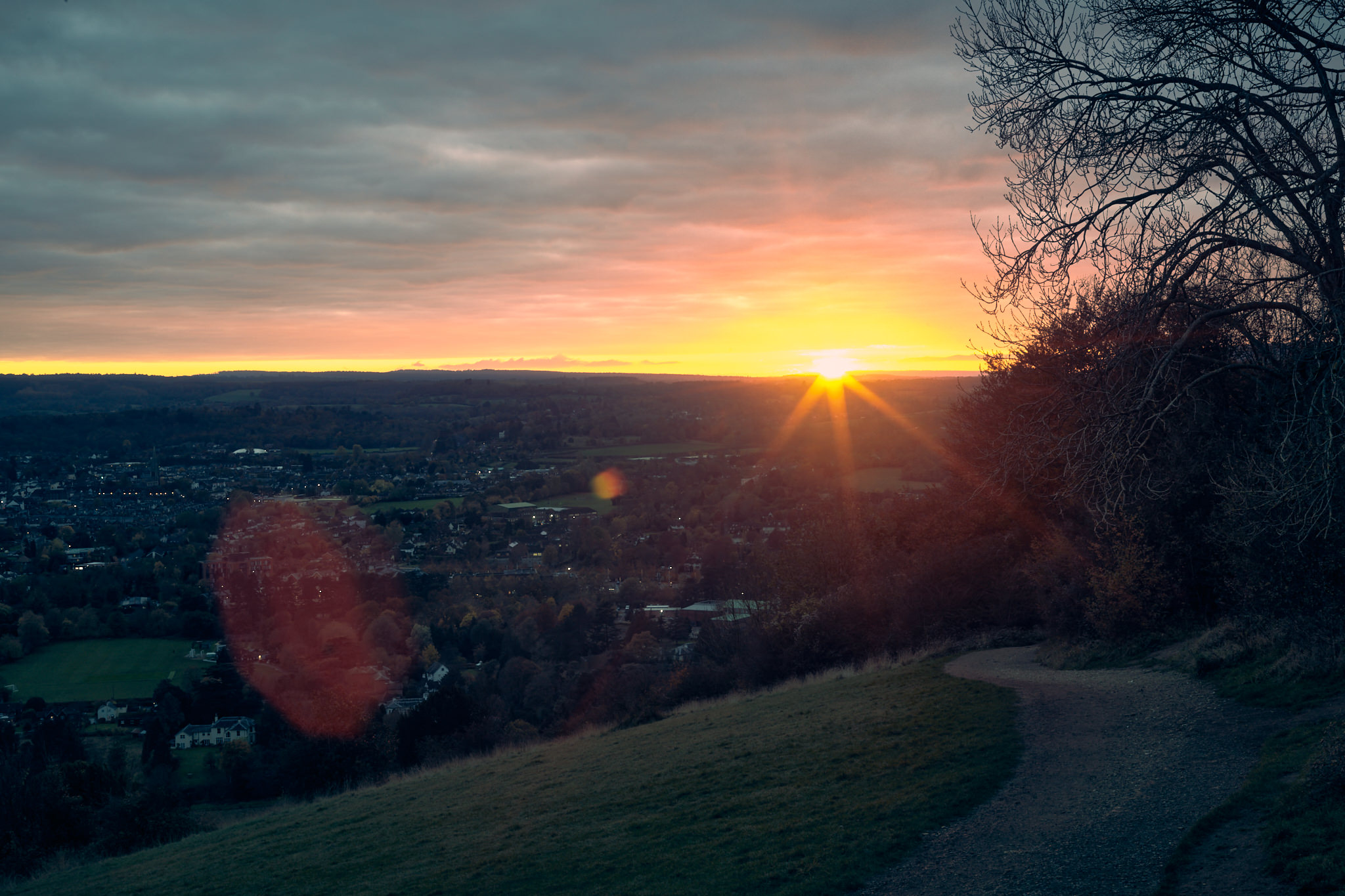 Sunset over Box Hill